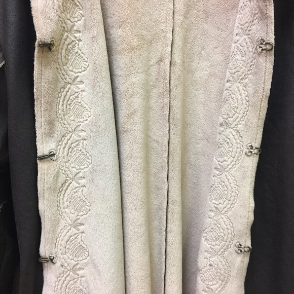 IOS Brown Womens Jacket Embroidered Size Medium Hook and Eye Front Closure - Picture 3 of 7